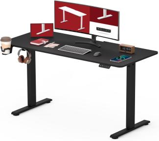 SANODESK Höhenverstellbarer Schreibtisch 110x60 cm mit KOMPLETTE TISCHPLATTE Schreibtisch Höhenverstellbar Elektrisch Ergonomischer Steh-Sitz Tisch Computertisch für Heimbüro Homeoffice(schwarz)