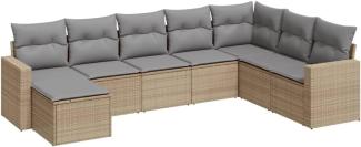 vidaXL 8-tlg. Garten-Sofagarnitur mit Kissen Beige Poly Rattan 3251696