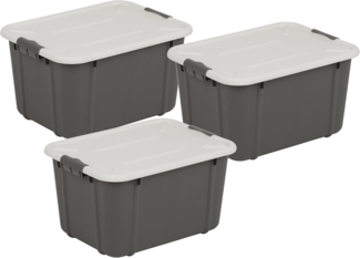 BranQ - Home essential Universeller Aufbewahrungsbehälter mit Deckel VELUR, 3er-Set, Grösse 16 l, BPA-frei Kunststoff PP, dunkelgrau