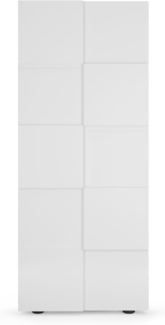 Robas Lund DAMA Garderobenschrank, Modern, Flur, 78 x 187 x 31 cm, Weiß Hochglanz, Holzwerkstoff, 2 Türen, Kleiderstange, Einlegeböden