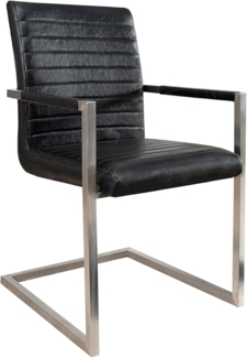 riess-ambiente Freischwinger LOFT antik schwarz / silber (Einzelartikel, 1 St), Esszimmer · Kunstleder · Metall · mit Armlehne · Industrial