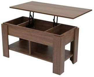 FurnitureR Moderner Couchtisch in Holzmaserung mit griffloser Schublade & klarer Linienführung für Wohnzimmer