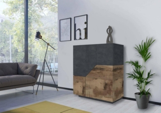 Dmora - Kommode Nathan, 2-türiges Küchen-Sideboard, Wohnzimmer-Buffet, 100 % Made in Italy, 100 x 43 x 106 cm, Schiefer und Ahorn,