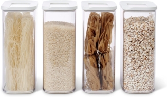 Mepal | Modula Set – 4-teilig | Aufbewahrungsboxen mit Deckel | Küchenorganizer & Vorratsboxen | Stapelbar & Luftdicht | 4 x 2000 ml | White