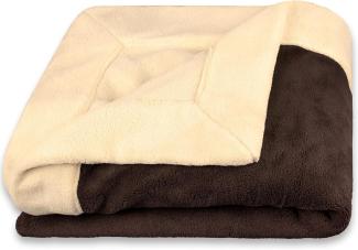 CelinaTex Flauschige Kuscheldecke 150 x 200 cm beige und dunkel braun Decke Sofa Wohndecke Mikrofaser Fleece Oeko-TEX Toronto