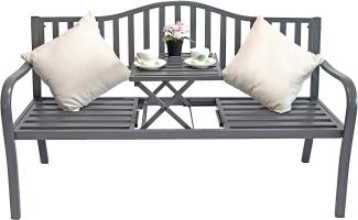 2in1 Metall Gartenbank + Klapptisch Bank Parkbank Sitzbank Tisch Terrasse Möbel