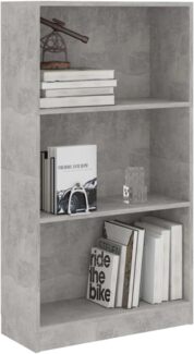 vidaXL Bücherregal 3 Fächer Betongrau 60x24x109 cm Holzwerkstoff 800868