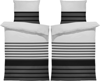 One Home Bettwäsche Winter Viga, Flanell, 4 teilig, modern gestreift, kuschelig flauschig warme weiche Baumwolle Biber