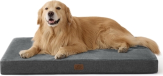 BEDSURE orthopädisches Hundekissen große Hunde - 104 x 74 x 9 cm waschbares Hundebett mit 2 in 1 Memoryschaum, kuscheliges Hundematte Hundematratze in größe, dunkelgrau
