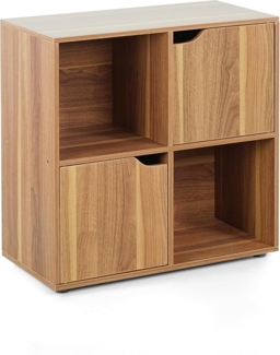 Brigros WeHome Bücherregal für den Eingangsbereich, moderner Würfelschrank, Regal, modernes Design und Farben, Regal für Zuhause und Büro, Bücherregal für CDs (4 Würfel, dunkle Eiche)