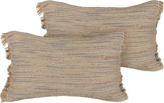 Dekokissen LEDUM Jute 30 x 50 cm Streifen Beige