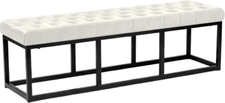 CLP Sitzbank Polson, Modern, Gestell schwarz, Samt, Gesteppt, Bodenschoner, Design,creme 150 cm