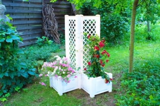Pflanzkasten klein, mit Spalier, 43 cm, weiß - 2er Set