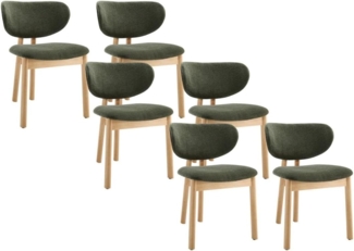 Vente-unique - 6er-Set Stühle - Stoff & Kautschukholz - Grün - FALDRA