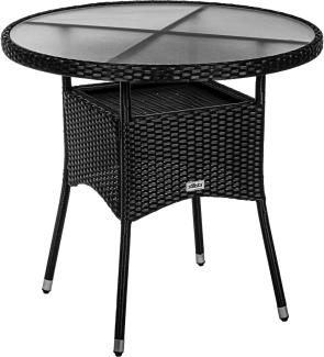 STILISTA® Beistelltisch Polyrattan rund 80 cm, schwarz