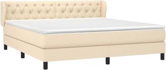 vidaXL Boxspringbett mit Matratze Creme 160x200 cm Stoff 3126498