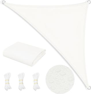 WOLTU Sonnensegel Wasserdicht 3,6x3,6x5,1 m Dreieckig 95% UV Schutz Segeltuch 200 g/m² Polyester Sonnenschutz Schattenspender für Balkon Terrasse Garten, mit Befestigungsseilen, Creme