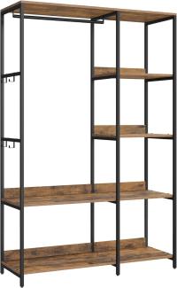 Songmics Kleiderschrank offen, Kleiderständer, Garderobenständer, Garderobe mit Kleiderstange, Ablagen, abnehmbare Haken, 40 x 98 x 181 cm, vintagebraun RGR024B01