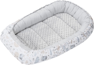 Medi Partners Babynest Nestchen für Neugeborene - 100 x 60 x 15 Babynestchen Baby zweiseitg Nest Bett 100% Baumwolle Minky Kuschelnest tragbar (Lichtung mit grauem Minky)
