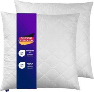 Traumnacht Cozy - Kopfkissen 2er Set mit Bezug aus softer Mikrofaser, Öko-Tex zertifiziertes Kopfkissen mit Reißverschluss, 80x80 cm, produziert nach deutschem Qualitätsstandard