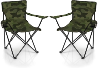 BigDean 2x Faltstuhl TARNMUSTER Camouflage Campingstuhl Anglerstuhl mit Getränkehalter & Tragetasche - Anglersessel klappbar - Klappstuhl Gartenstuhl Faltstuhl Relaxsessel Angelsessel faltbar