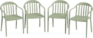 Outsunny Gartenstuhl aus Kunststoff, mit Armlehne, Rückenlehne, stapelbar (wetterfest Gartenstühle, 4 St), bis 120 kg belastbar Gartenmöbel für Hinterhof, Garten, Balkon Grün
