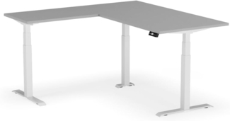 elektrisch höhenverstellbarer Schreibtisch L-SHAPE 180 x 170 x 60 - 90 cm - Gestell Weiss, Platte Grau