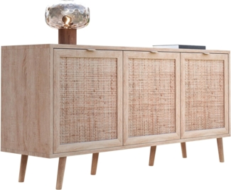 Newroom Sideboard Mila, Sideboard Sonoma Eiche Rattan Modern Boho Skandinavisch Highboard