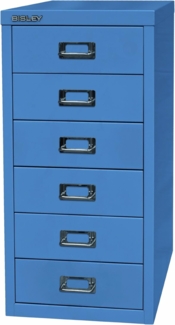 BISLEY MultiDrawer, 29er Serie, DIN A4, 6 Schubladen, Metall, 605 Blau, 38x27. 9x59 cm