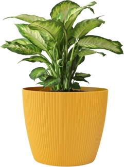 KONZEPT Blumentopf 5,2 l, gerillte Struktur 22 cm, Übertöpfe für Zimmerpflanzen, ideal für Wohnzimmer, Küche und Balkon