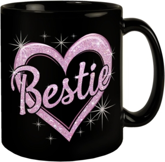 speecheese Tasse Bestie - glitzerndes pinkfarbenes Herz Tasse
