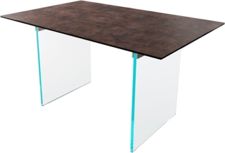 Esstisch Edge 140x90 Glas Antique-braun Gestell Glas