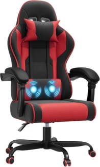 JUMMICO “Jetstream” Gaming Stuhl Ergonomisch,Gaming Chair mit massagefunktion, Gasdruckfeder Bürostuhl 150KG, rot