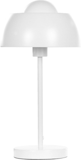 'Senette' Tischlampe Weiß aus Metall 44 cm runder Schirm Kabel mit Schalter Industrie Look Modernes Design