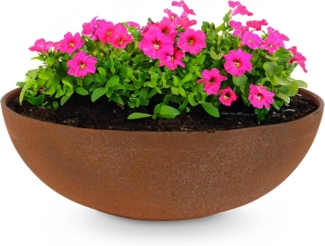 matches21 HOME & HOBBY Blumentopf Pflanzschale für draussen Dekoschale rund Rost-Optik 30x9 cm (1 St), Blumen-Schale als wetterfeste Friedhof-Schale Grab-Schmuck Grabschale