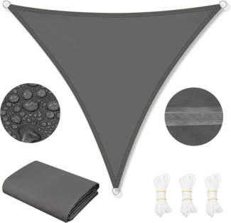 WOLTU Sonnensegel Wasserdicht 2 x 2 x 2 m Dreieckig 95% UV Schutz Segeltuch 200 g/m² Polyester Sonnenschutz Schattenspender für Balkon Terrasse Garten, mit Befestigungsseilen, Dunkelgrau
