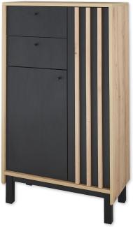 Badkommode >Vassili< in Schwarz-Eiche Artisan Nachbildung - 60x106x32 (BxHxT)