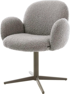 Drehstuhl Nube-Flex mit Armlehnen Bouclé Silbergrau Fußkreuz Effektfinish Titan 360° drehbar Taschenfederkern