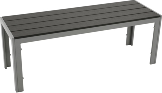 DEGAMO Gartenbank SORANO ohne Rückenlehne, 2-sitzer 120cm, Alu silbergrau + Kunstholz grau, wetterfest