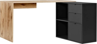 mokebo Eckschreibtisch Der Produktive (mit 2 Schubkästen & 1 Tür), PC Tisch klein in Weiß, auch als Arbeitstisch mit Stauraum
