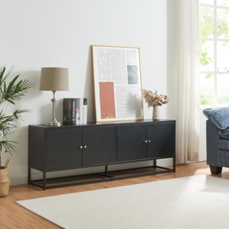 TV Schrank Janakkala Stahl 153x35x55 cm Schwarz [en. casa]