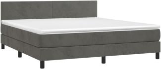 vidaXL Boxspringbett mit Matratze & LED Dunkelgrau 180x200 cm Samt 3134298