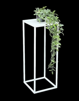 DanDiBo Blumenhocker Metall Weiß Eckig 60 cm Blumenständer Beistelltisch 96482 M Blumensäule Modern Pflanzenständer Pflanzenhocker