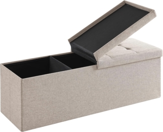 Zedelmaier Sitzbank mit Stauraum Sitzhocker Faltbar Sitztruhe belastbar bis 300 kg, Deckel Abnehmbar, 114 x 38 x 38 cm Beige