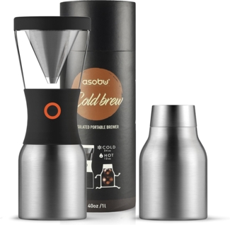Asobu Cold Brew Kaltbrüh-Kaffeemaschine Silber, Schwarz