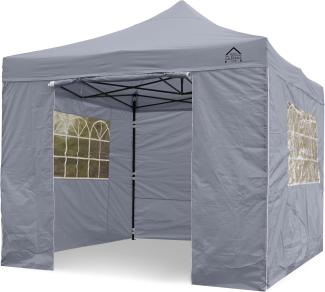 All Seasons Gazebos 3x3 m vollständig wasserdichtes Faltpavillon mit 4 Seitenteilen - Metallisch Grau