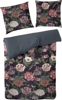 Primera Mako-Satin Bettwäsche 135x200 Blumen Wende schwarz 243215-84