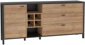 Sideboard Hector 4 Schwarz Riviera Eiche 187x86x41 cm Anrichte Schrank