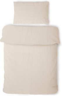 Laynenburg Kinderbettwäsche Musselin 2 teilig aus 100% Baumwolle in 100x135 cm + 40x60 cm, atmungsaktiv & bügelfrei – 3 lagig mit Reißverschluss & Haltebändern