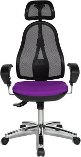 Topstar OP290UG03X Open Point SY Bürostuhl, Schreibtischstuhl, Syncro-Bandscheiben-Drehstuhl, inkl. höhenverstellbare Armlehnen und Kopfstütze, Bezugsstoff lila